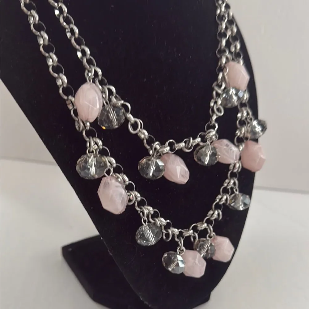 NWT Chico’s Elegant Silver and Pink Beaded Necklace